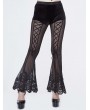 Devil Fashion Black Gothic Sexy Velvet Lace Long Flared Trousers for Women