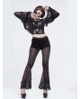 Devil Fashion Black Gothic Sexy Velvet Lace Long Flared Trousers for Women