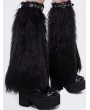 Devil Fashion Black Gothic Winter Faux Fur Leg Cuffs for Women