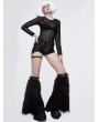 Devil Fashion Black Gothic Winter Faux Fur Leg Cuffs for Women