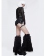 Devil Fashion Black Gothic Winter Faux Fur Leg Cuffs for Women