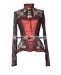 Pentagramme Wine Red Sexy Lace Long Sleeves Gothic T-Shirt for Women 