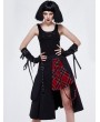 Devil Fashion Black Gothic Punk Belt Half Plaid Skirt