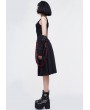 Devil Fashion Black Gothic Punk Belt Half Plaid Skirt