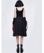Devil Fashion Black Gothic Punk Belt Half Plaid Skirt