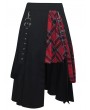 Devil Fashion Black Gothic Punk Belt Half Plaid Skirt