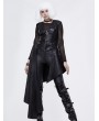 Devil Fashion Black Gothic Punk PU Leather Long Asymmetric Waistcoat for Women