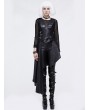 Devil Fashion Black Gothic Punk PU Leather Long Asymmetric Waistcoat for Women