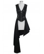 Devil Fashion Black Gothic Punk PU Leather Long Asymmetric Waistcoat for Women