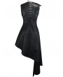 Devil Fashion Black Gothic Punk PU Leather Long Asymmetric Waistcoat for Women