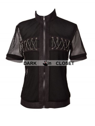 Pentagramme Black Net Short Sleeves Gothic Outfit for Men