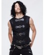 Devil Fashion Black Gothic Punk Buckle Belt Vest Top for Men