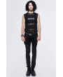 Devil Fashion Black Gothic Punk Buckle Belt Vest Top for Men