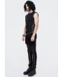 Devil Fashion Black Gothic Punk Buckle Belt Vest Top for Men
