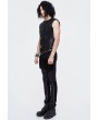 Devil Fashion Black Gothic Punk Buckle Belt Vest Top for Men