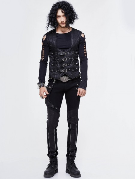 Devil Fashion Black Gothic Punk Buckle Belt Waistcoat for Men ...
