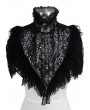 Eva Lady Sliver and Black Vintage Gothic Lace Short Shawl for Women