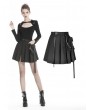 Dark in Love Black Gothic Punk Pleated Short Casual Skirt with Bag