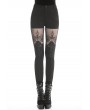 Dark in Love Black Gothic Flower Lace Tight Long Trousers for Women