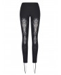 Dark in Love Black Gothic Hollow-Out Lace Legging for Women