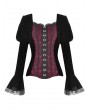 Dark in Love Black and Red Vintage Gothic Velvet Short Jacket for Women