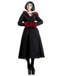 Punk Rave Black and Red Gothic Two Wear Woolen Initation Fur Long Winter Coat for Women