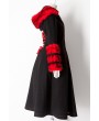 Punk Rave Black and Red Gothic Two Wear Woolen Initation Fur Long Winter Coat for Women