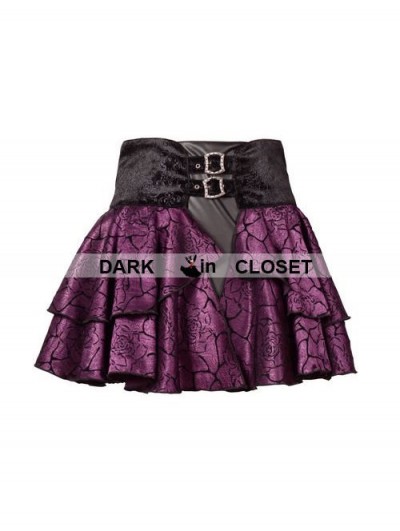 Pentagramme Purple Rose Pattern Gothic Short Skirt