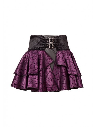 Pentagramme Purple Rose Pattern Gothic Short Skirt