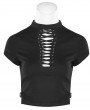 Punk Rave Black Sexy Gothic Punk Hollow-out Short Sleeve T-Shirt for Women