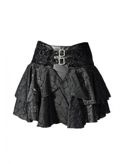 Pentagramme Black Rose Pattern Gothic Short Skirt