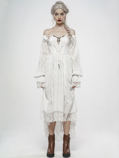 Punk Rave White Vintage Gothic Victory Day Lace High-Low dress ...