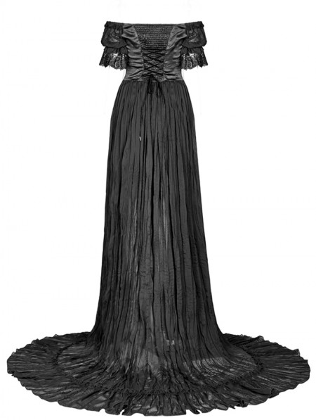 Punk Rave Black Vintage Gothic Victorian Off-the-Shoulder Long Dress ...