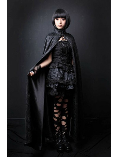 Pentagramme Black Lace High Collar Womens Gothic Cape