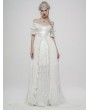 Punk Rave White Vintage Gothic Victorian off-the-Shoulder Long Dress