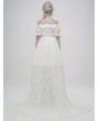 Punk Rave White Vintage Gothic Victorian off-the-Shoulder Long Dress