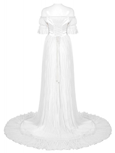 Punk Rave White Vintage Gothic Victorian off-the-Shoulder Long Dress - DarkinCloset.com Punk Rave White Vintage Gothic Victorian off-the-Shoulder Long Dress - DarkinCloset.com
