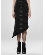 Punk Rave Deadly Game Black Gothic Military Half Fishtail Skirt