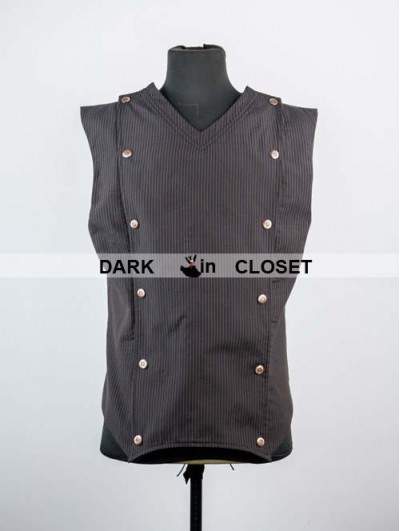 Pentagramme Brown Stripe Mens Gothic Steampunk Vest