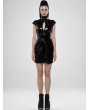 Punk Rave Black Gothic Punk Latex Chinese Style Short Dress