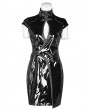 Punk Rave Black Gothic Punk Latex Chinese Style Short Dress