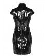 Punk Rave Black Gothic Punk Latex Chinese Style Short Dress