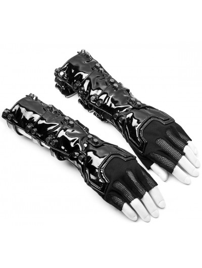 Punk Rave Black Gothic Futuristic Punk Latex Gloves
