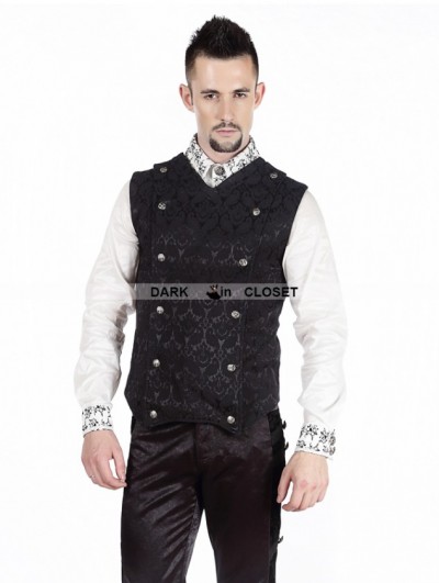 Pentagramme Black Pattern Gothic Vest for Men