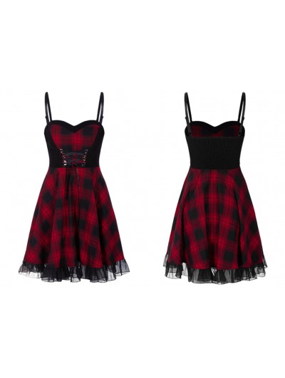 Punk Rave Black and Red Plaid Gothic ...