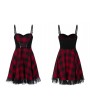 Punk Rave Black and Red Plaid Gothic Street Fashion Short Dress 