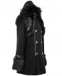 Devil Fashion Black Men's Gothic Punk Winter Hooded Coat with Detachable Shoulder Accessory