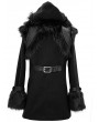 Devil Fashion Black Men's Gothic Punk Winter Hooded Coat with Detachable Shoulder Accessory