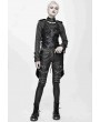 Devil Fashion Black Women's Gothic Punk Metal Jacket with Detachable Skirt Hem