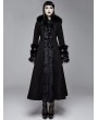 Devil Fashion Black Gothic Fur Winter Warm Long Hooded Coat for Women